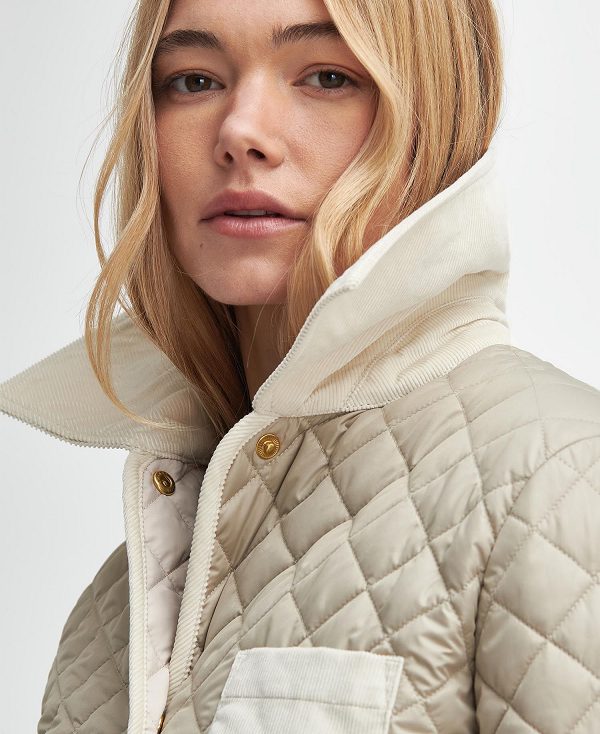 Barbour Fleur Quilted Jacket Light Sand/Blanc | BABO89374