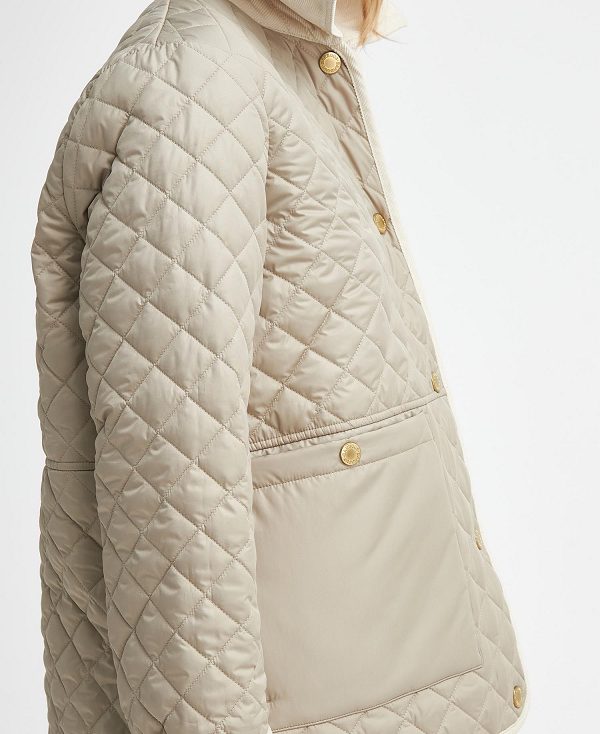 Barbour Fleur Quilted Jacket Light Sand/Blanc | BABO89374