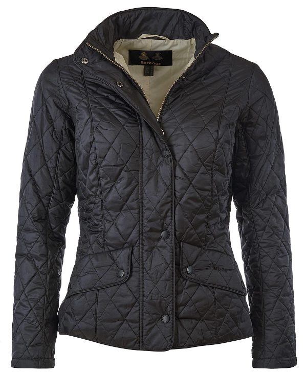 Barbour Flyweight Cavalry Quilted Jacket Black/Stone | BABO89260