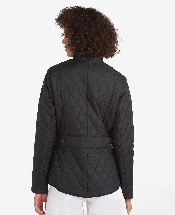 Barbour Flyweight Cavalry Quilted Jacket Black/Stone | BABO89260