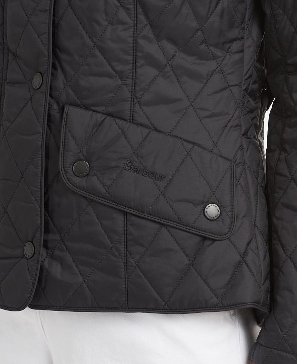 Barbour Flyweight Cavalry Quilted Jacket Black/Stone | BABO89260