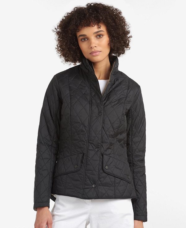 Barbour Flyweight Cavalry Quilted Jacket Black/Stone | BABO89260