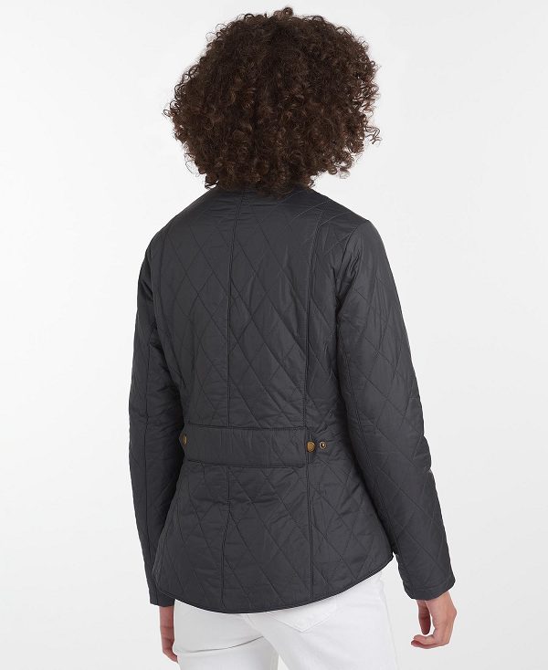 Barbour Flyweight Cavalry Quilted Jacket Black/Stone | BABO89262