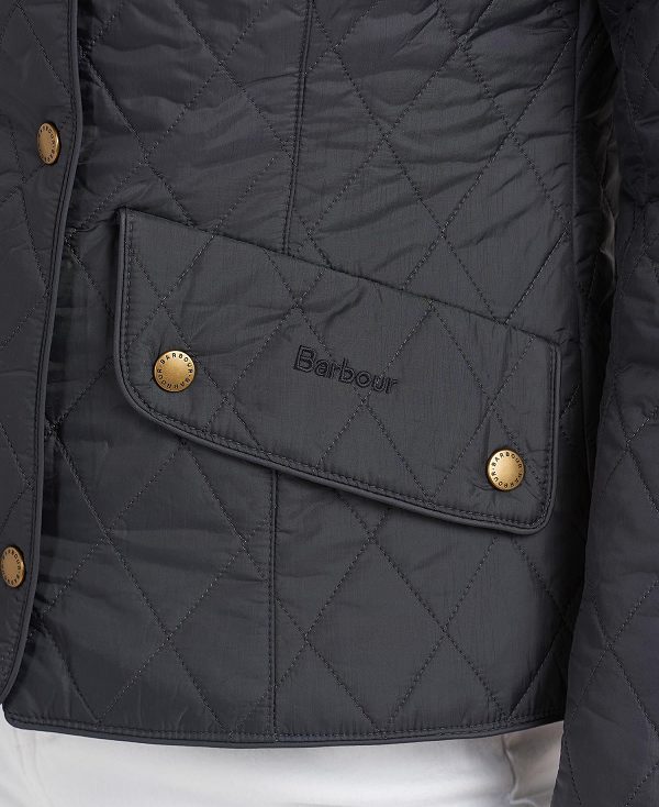 Barbour Flyweight Cavalry Quilted Jacket Black/Stone | BABO89262