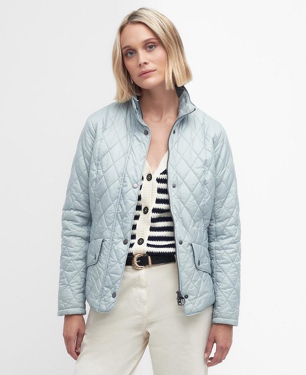 Barbour Flyweight Cavalry Quilted Jacket Stone Blue/Jasmine | BABO89317