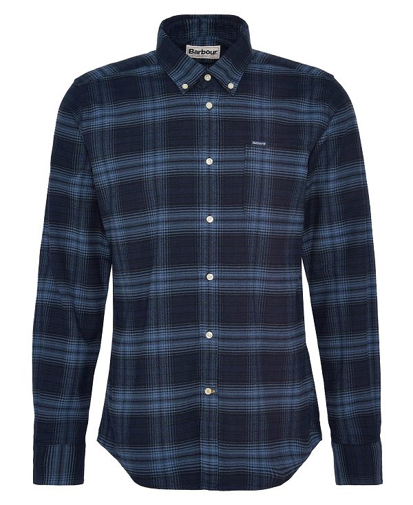 Barbour Forestfield Tailored Long Sleeved Shirt Navy | BABO87814