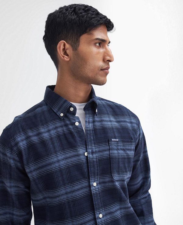 Barbour Forestfield Tailored Long Sleeved Shirt Navy | BABO87814