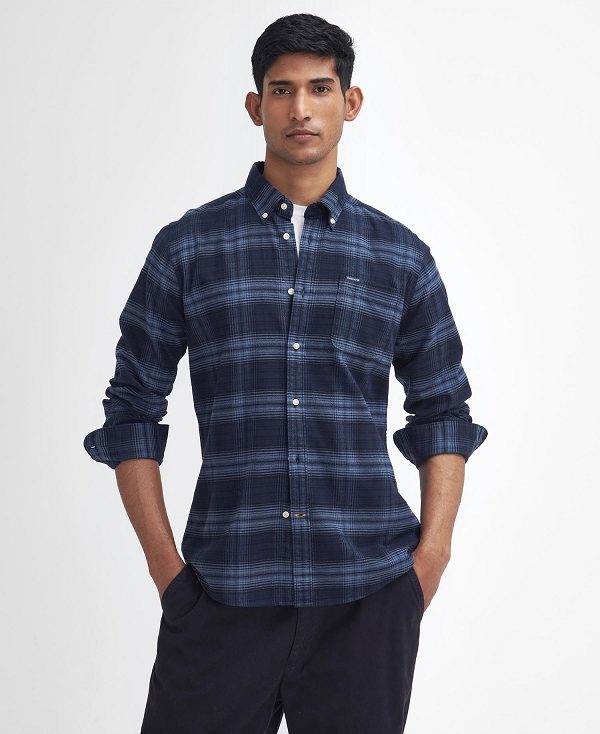 Barbour Forestfield Tailored Long Sleeved Shirt Navy | BABO87814