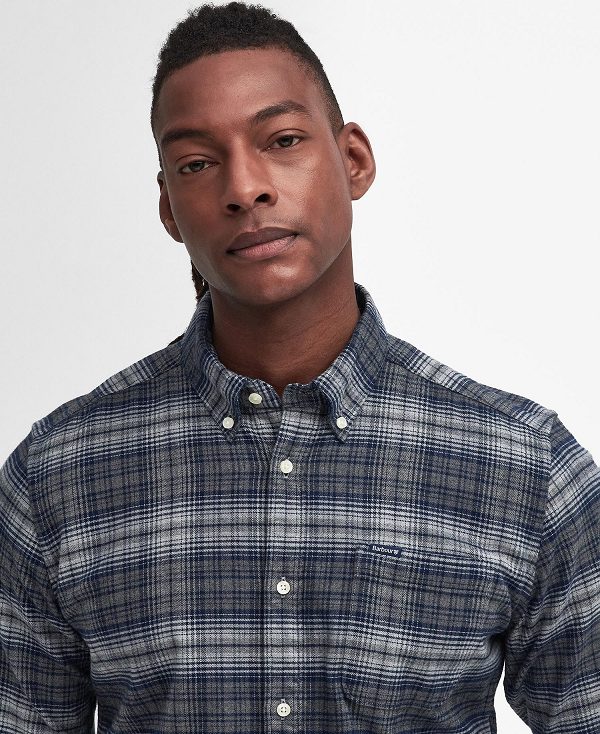 Barbour Forestfield Tailored Long Sleeved Shirt Grey | BABO87815