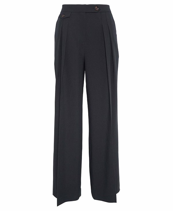 Barbour Francis Wide-leg Trousers Classic Black | BABO89849