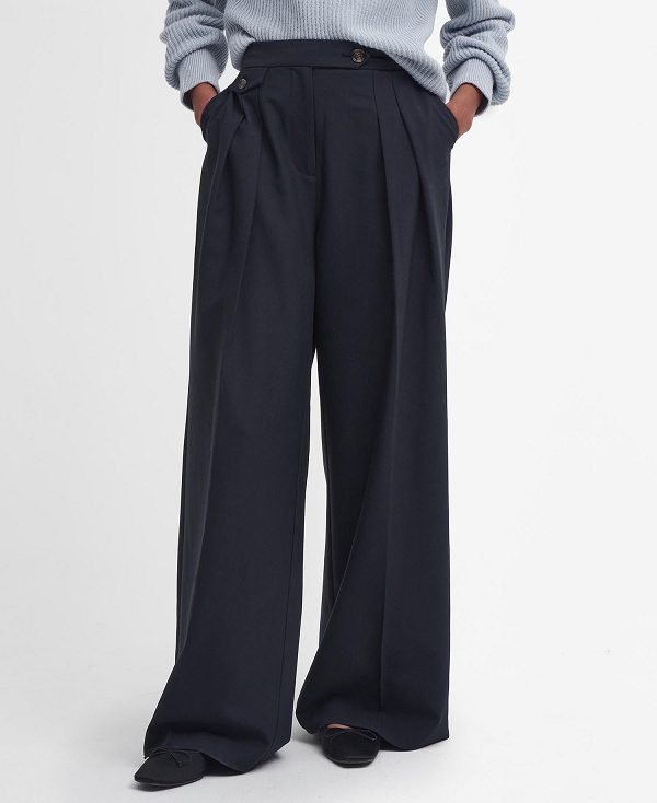 Barbour Francis Wide-leg Trousers Classic Black | BABO89849