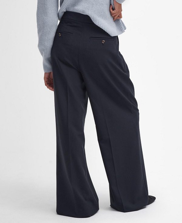 Barbour Francis Wide-leg Trousers Classic Black | BABO89849