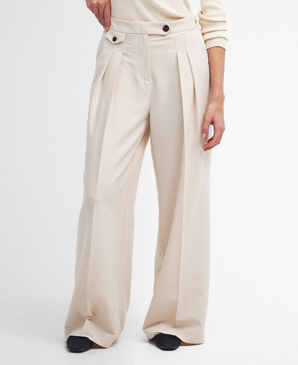 Barbour Francis Wide-leg Trousers Eggshell | BABO89854