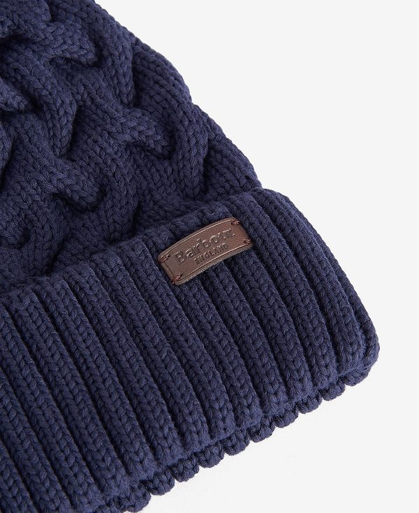 Barbour Gainford Cable Beanie Navy | BABO89046