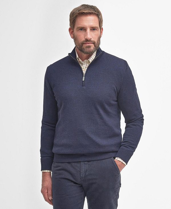 Barbour Gamlin Half Zip Jumper Navy | BABO88582