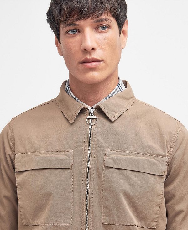 Barbour Glendale Overshirt Military Brown | BABO87964