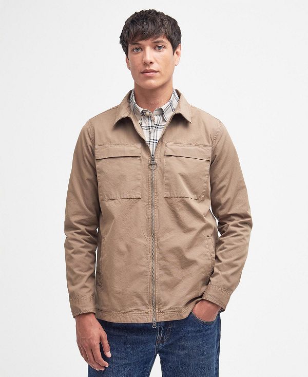 Barbour Glendale Overshirt Military Brown | BABO87964