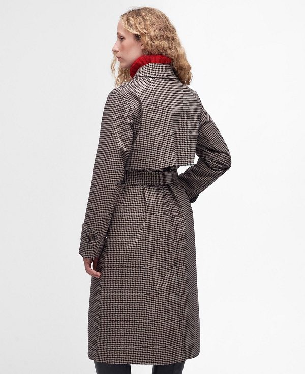 Barbour Gloria Showerproof Trench Coat Trench Houndstooth | BABO89380