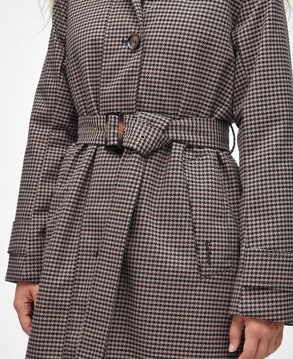 Barbour Gloria Showerproof Trench Coat Trench Houndstooth | BABO89380