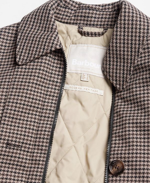 Barbour Gloria Showerproof Trench Coat Trench Houndstooth | BABO89380