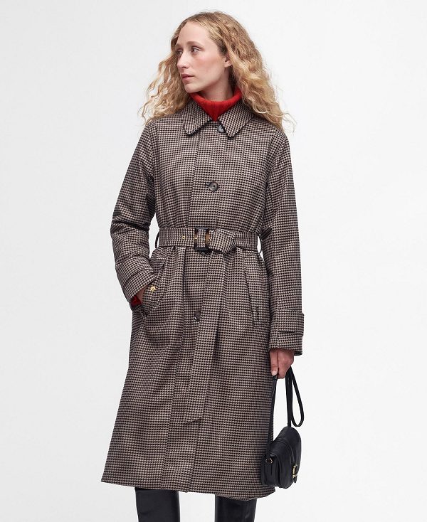 Barbour Gloria Showerproof Trench Coat Trench Houndstooth | BABO89380