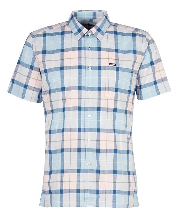 Barbour Gordon Tailored Short-sleeved Shirt Pink Salt Tartan | BABO87601