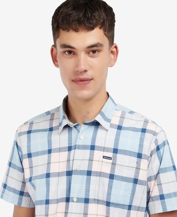 Barbour Gordon Tailored Short-sleeved Shirt Pink Salt Tartan | BABO87601