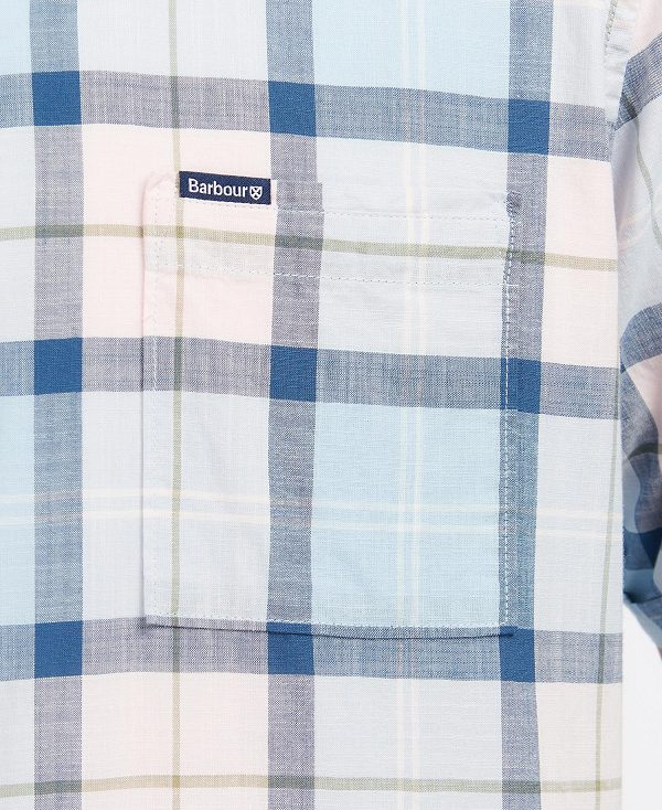 Barbour Gordon Tailored Short-sleeved Shirt Pink Salt Tartan | BABO87601