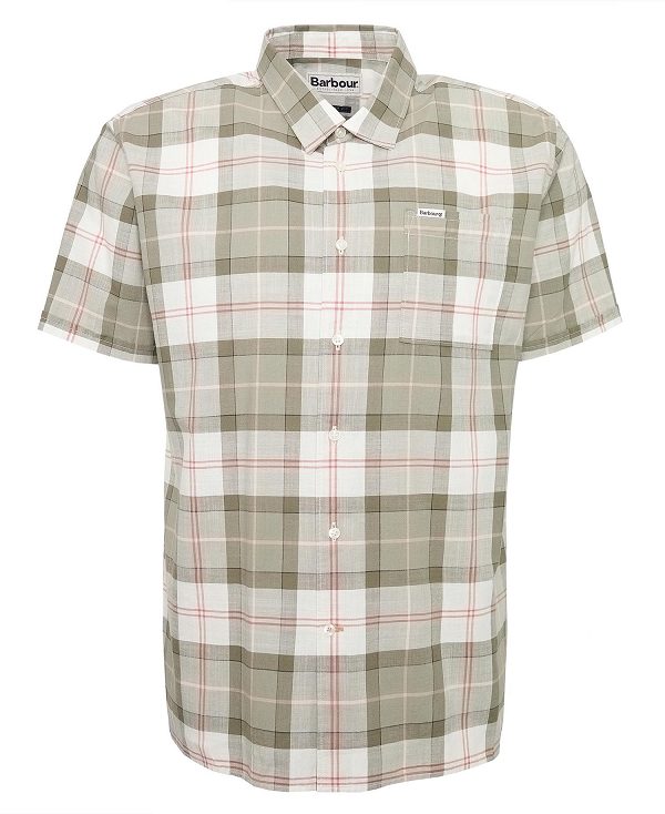 Barbour Gordon Tailored Short-sleeved Shirt Glenmore Olive | BABO87751