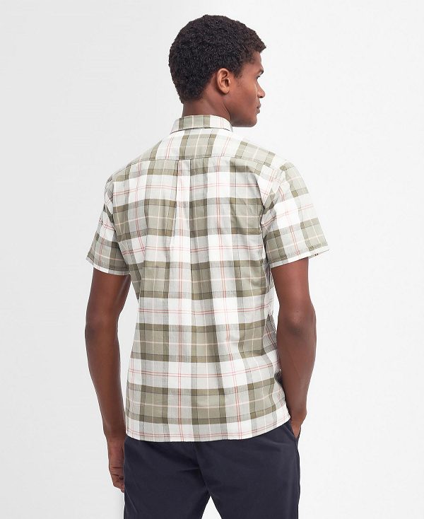 Barbour Gordon Tailored Short-sleeved Shirt Glenmore Olive | BABO87751