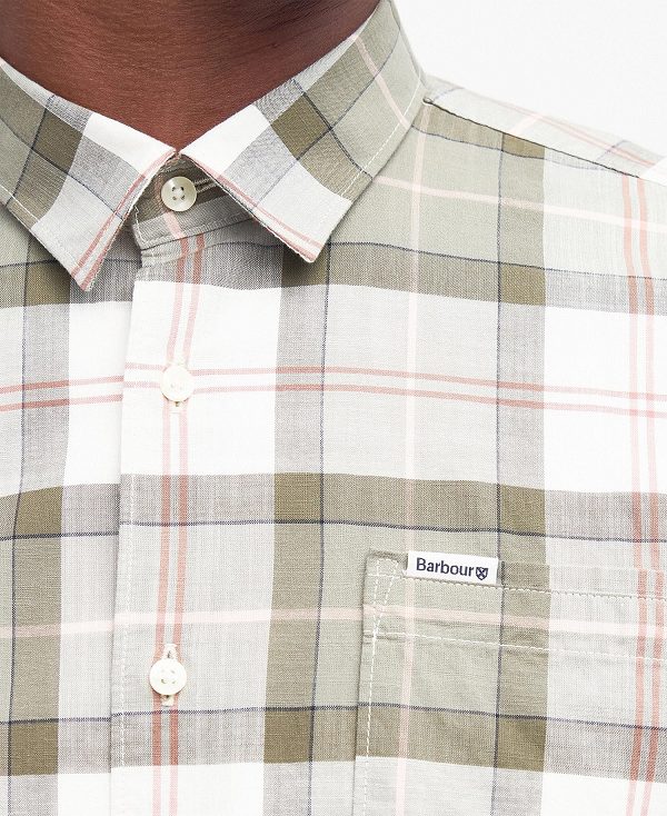 Barbour Gordon Tailored Short-sleeved Shirt Glenmore Olive | BABO87751