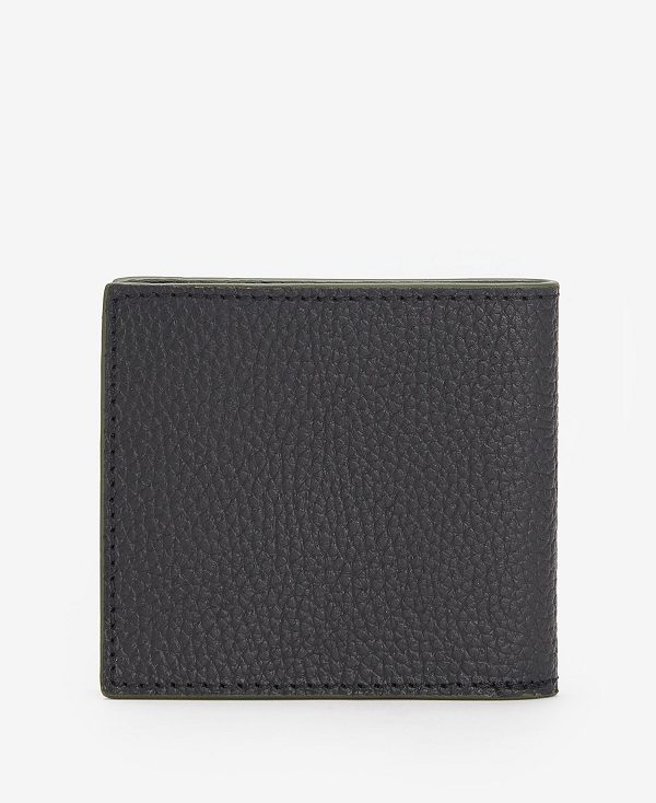 Barbour Grain Leather Billfold Wallet Black | BABO89164