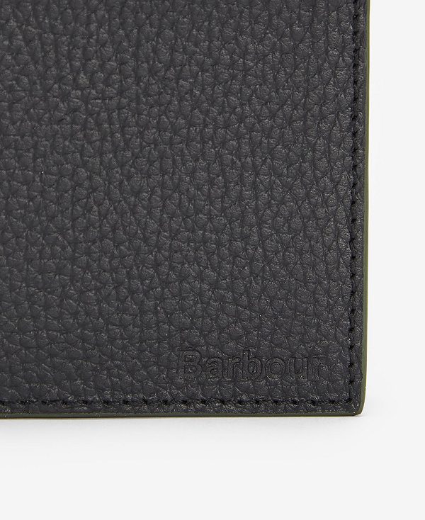 Barbour Grain Leather Billfold Wallet Black | BABO89164