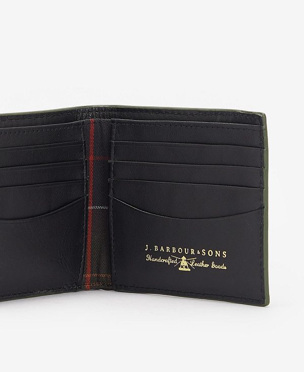 Barbour Grain Leather Billfold Wallet Black | BABO89164