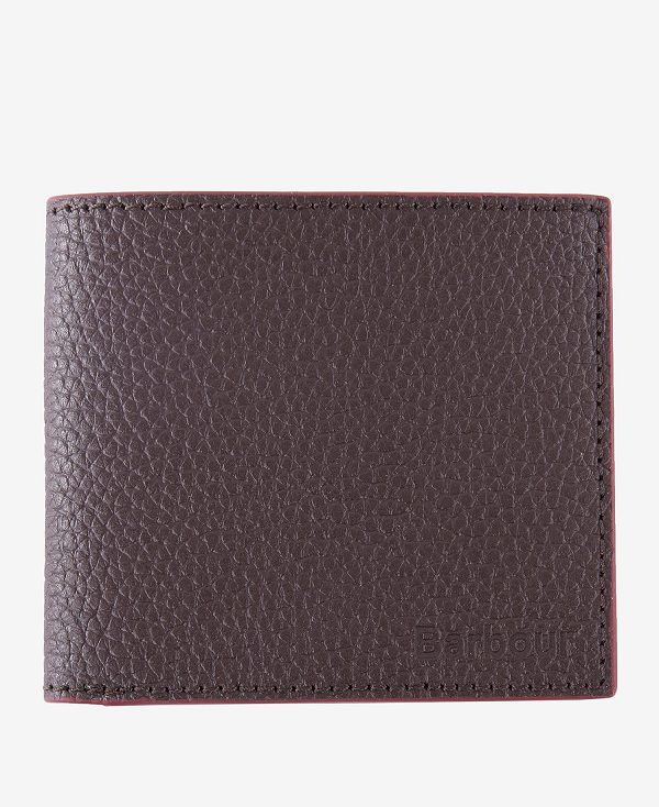 Barbour Grain Leather Billfold Wallet Brown | BABO89165