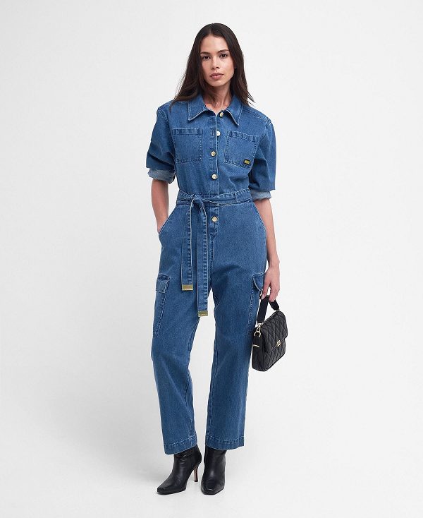 Barbour Hamilton Denim Jumpsuit Ecru | BABO89590