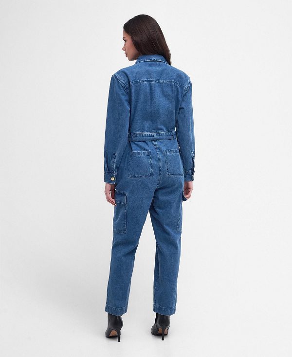 Barbour Hamilton Denim Jumpsuit Ecru | BABO89590