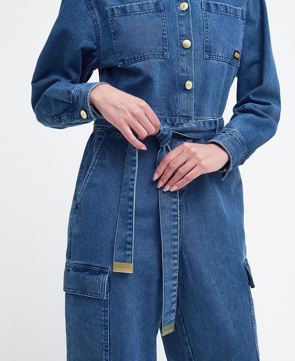 Barbour Hamilton Denim Jumpsuit Ecru | BABO89590