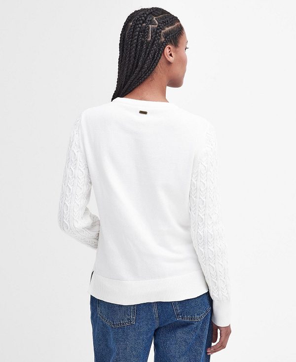 Barbour Hampton Knitted Jumper Off White | BABO89662