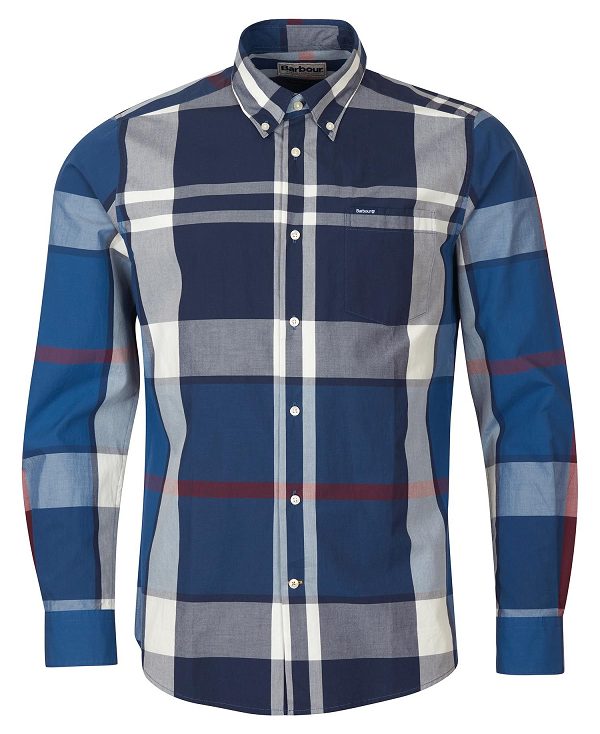 Barbour Harris Tailored Long-sleeved Shirt Summer Navy | BABO87627