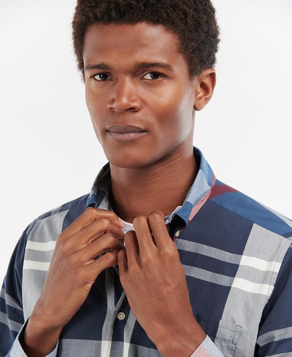 Barbour Harris Tailored Long-sleeved Shirt Summer Navy | BABO87627