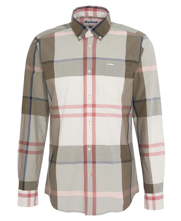 Barbour Harris Tailored Long-sleeved Shirt Glenmore Olive Tartan | BABO87746