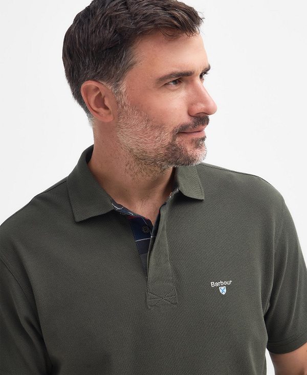 Barbour Hart Polo Shirt Dark Olive | BABO88111