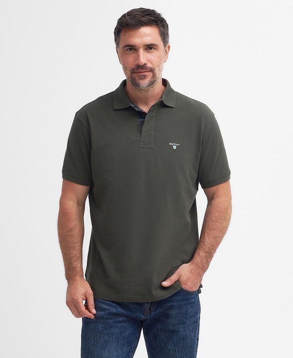 Barbour Hart Polo Shirt Dark Olive | BABO88111