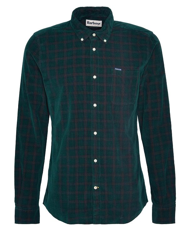 Barbour Harthill Tailored Long Sleeved Cord Shirt Green | BABO87810