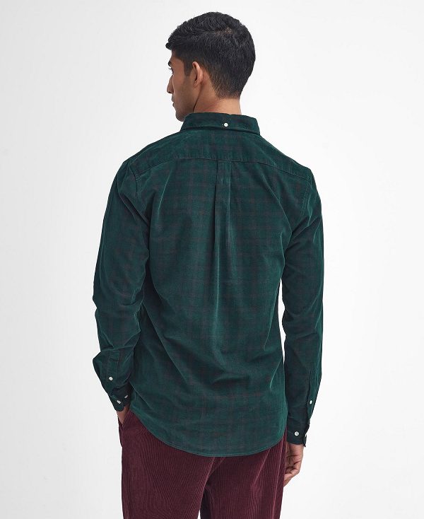 Barbour Harthill Tailored Long Sleeved Cord Shirt Green | BABO87810