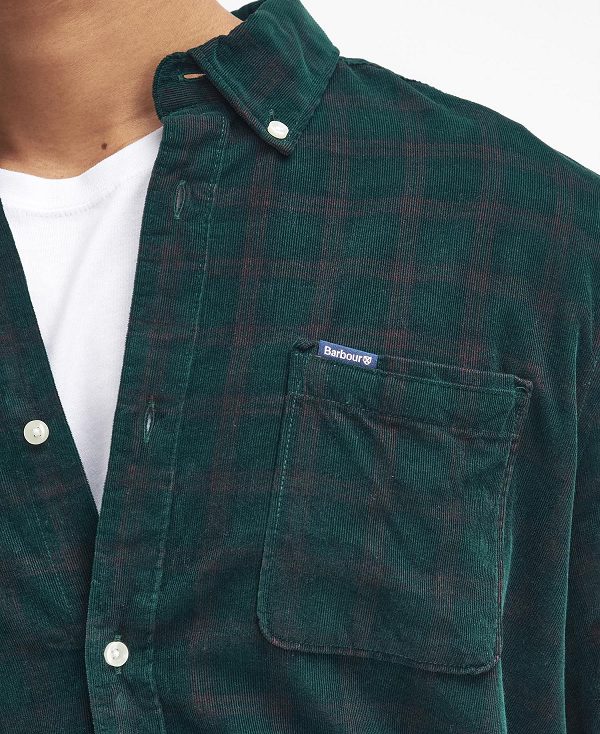 Barbour Harthill Tailored Long Sleeved Cord Shirt Green | BABO87810