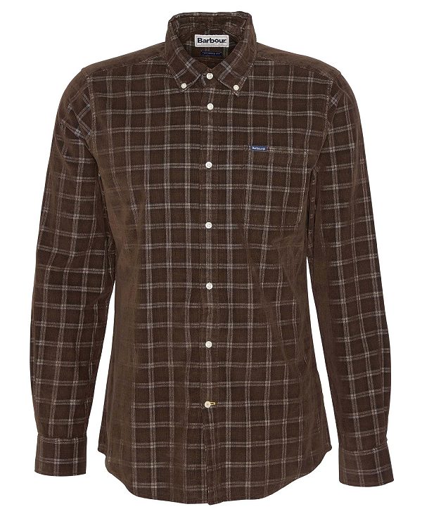 Barbour Harthill Tailored Long Sleeved Cord Shirt Brown | BABO87811