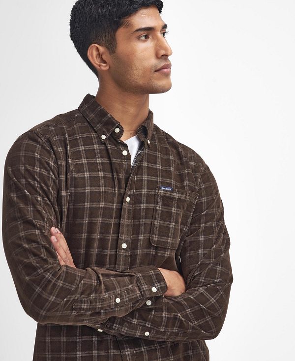 Barbour Harthill Tailored Long Sleeved Cord Shirt Brown | BABO87811