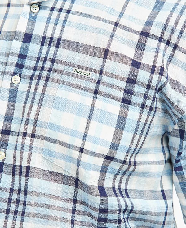 Barbour Hartley Regular Short-sleeved Checked Shirt Sky | BABO87624